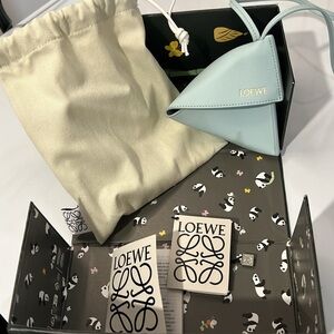 LOEWE - Puzzle Fold Charm in Classic Calfskin Blue Iceberg/Pearl Grey - NWT